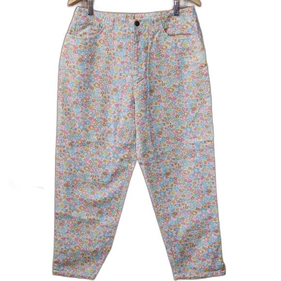 Talbots Vintage High Rise Floral Mom Jeans 100% Cotton Retro 12 - Picture 1 of 16
